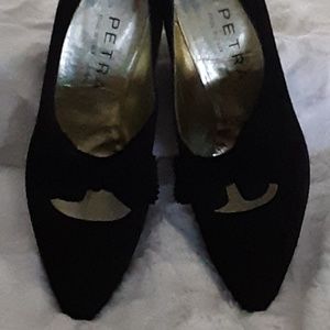 Petra shoes of black/brown swirl suede